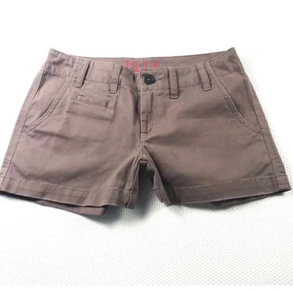 ELLE Paris Brown Casual Cotton Summer Mid Rise Shorts Size 2 Women’s NWT - Picture 1 of 15